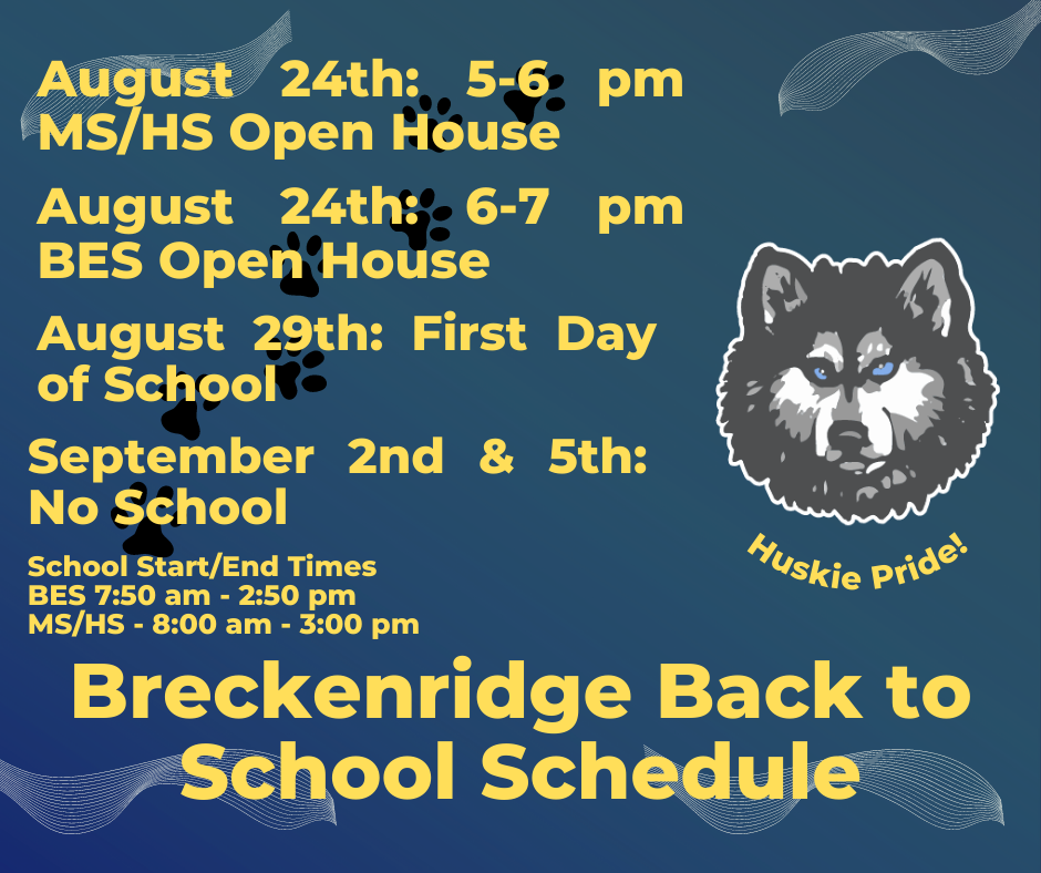 Back 2 School Schedule 