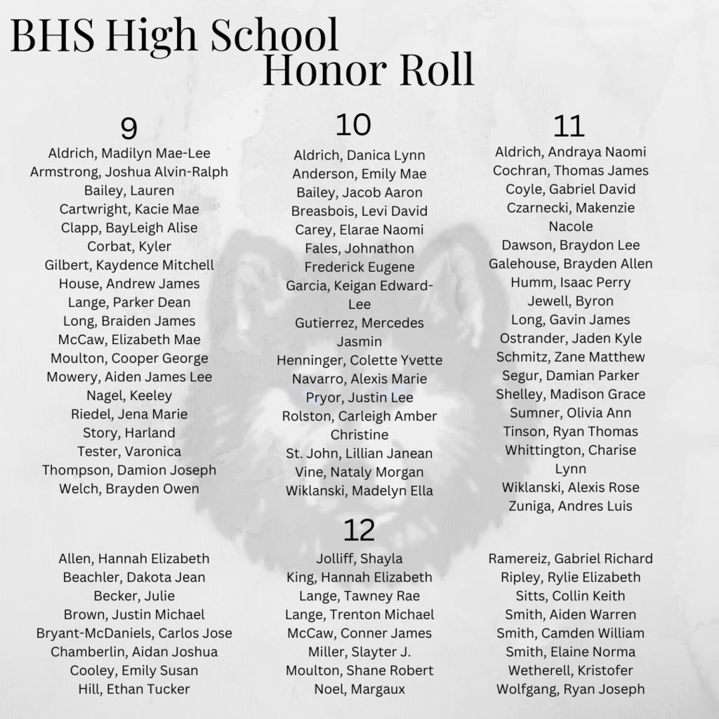 BHS/MS honor roll